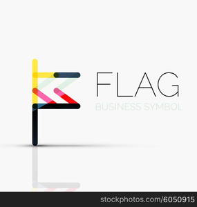 Logo flag, abstract vector linear geometric business icon