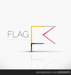 Logo flag, abstract vector linear geometric business icon