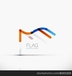 Logo flag, abstract vector linear geometric business icon