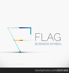 Logo flag, abstract vector linear geometric business icon