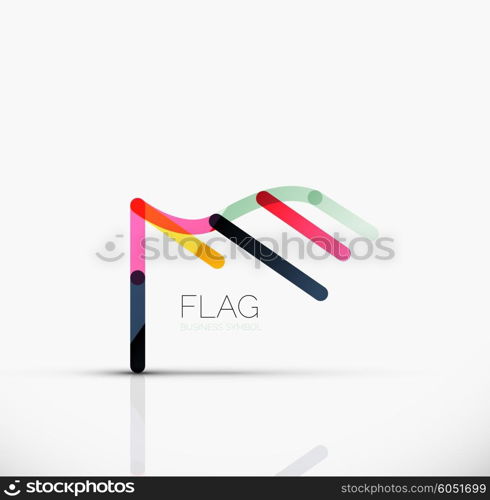 Logo flag, abstract vector linear geometric business icon