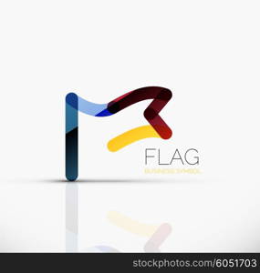 Logo flag, abstract vector linear geometric business icon