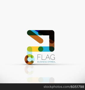 Logo flag, abstract vector linear geometric business icon