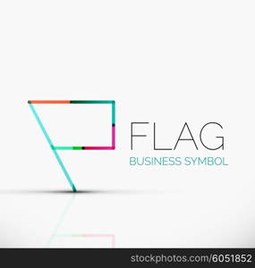 Logo flag, abstract vector linear geometric business icon