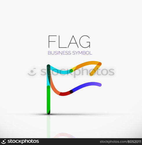 Logo flag, abstract vector linear geometric business icon