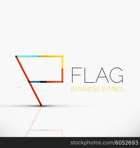 Logo flag, abstract vector linear geometric business icon