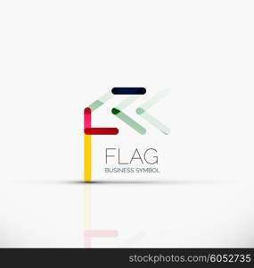 Logo flag, abstract vector linear geometric business icon