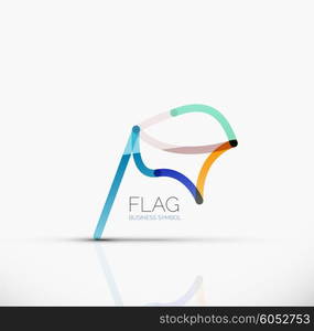 Logo flag, abstract vector linear geometric business icon