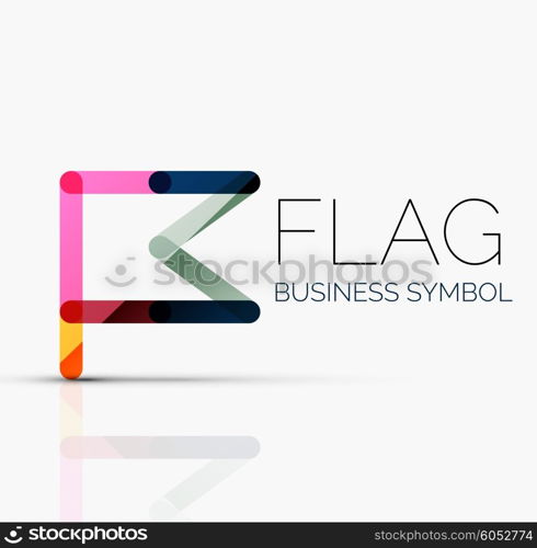 Logo flag, abstract vector linear geometric business icon