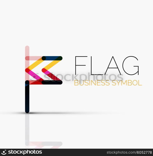 Logo flag, abstract vector linear geometric business icon