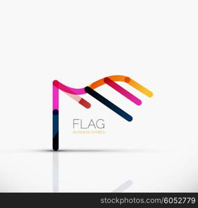 Logo flag, abstract vector linear geometric business icon