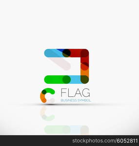 Logo flag, abstract vector linear geometric business icon