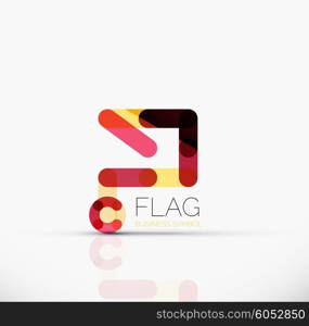 Logo flag, abstract vector linear geometric business icon