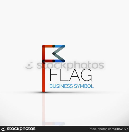 Logo flag, abstract vector linear geometric business icon