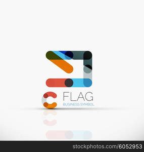 Logo flag, abstract vector linear geometric business icon