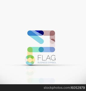 Logo flag, abstract vector linear geometric business icon