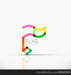 Logo flag, abstract vector linear geometric business icon