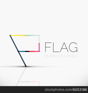 Logo flag, abstract vector linear geometric business icon