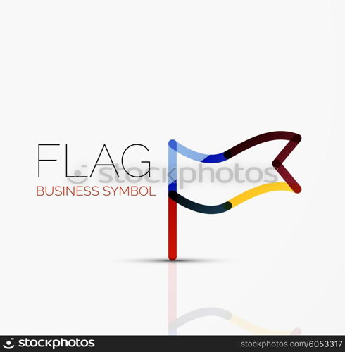 Logo flag, abstract vector linear geometric business icon