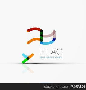 Logo flag, abstract vector linear geometric business icon