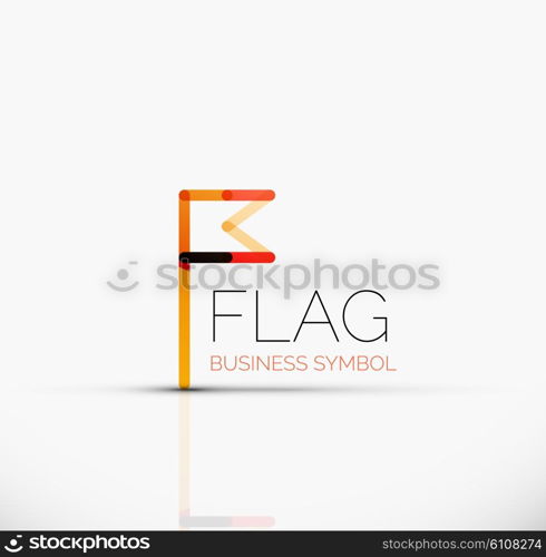 Logo flag, abstract vector linear geometric business icon