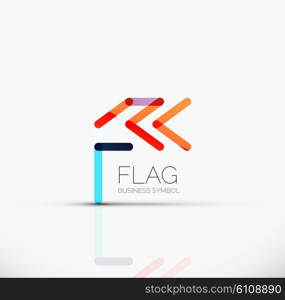 Logo flag, abstract vector linear geometric business icon