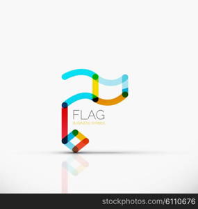 Logo flag, abstract vector linear geometric business icon