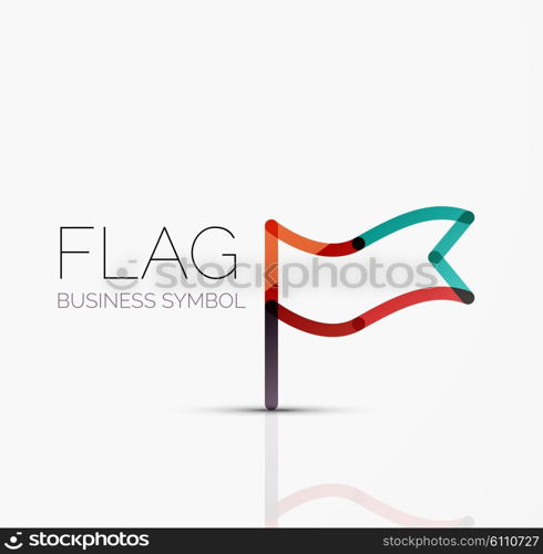 Logo flag, abstract vector linear geometric business icon