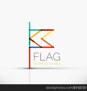 Logo flag, abstract vector linear geometric business icon