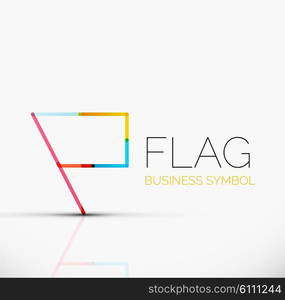 Logo flag, abstract vector linear geometric business icon