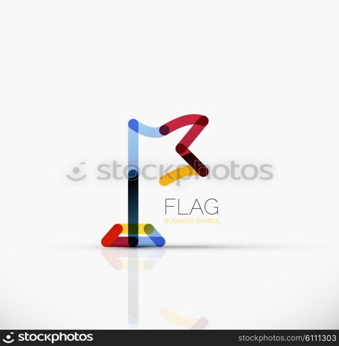 Logo flag, abstract vector linear geometric business icon