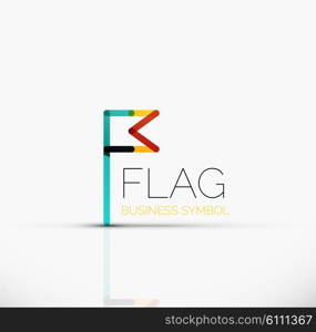 Logo flag, abstract vector linear geometric business icon