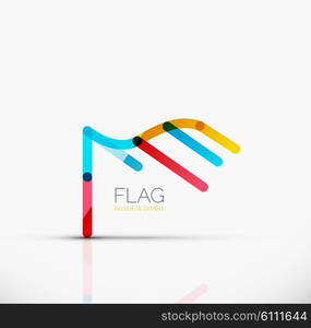 Logo flag, abstract vector linear geometric business icon