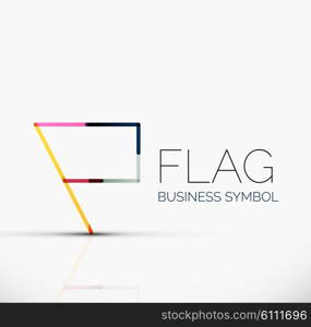 Logo flag, abstract vector linear geometric business icon