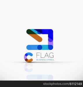 Logo flag, abstract vector linear geometric business icon