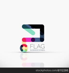 Logo flag, abstract vector linear geometric business icon