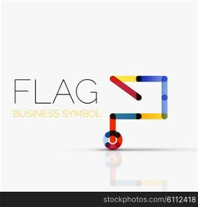 Logo flag, abstract vector linear geometric business icon