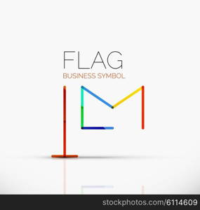 Logo flag, abstract vector linear geometric business icon