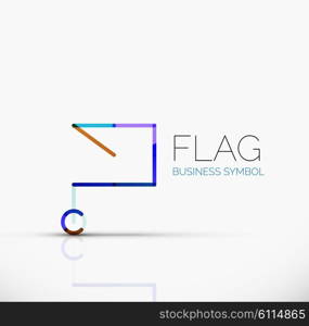 Logo flag, abstract vector linear geometric business icon