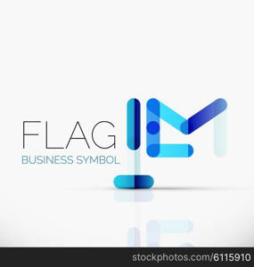 Logo flag, abstract vector linear geometric business icon