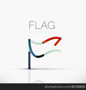 Logo flag, abstract vector linear geometric business icon