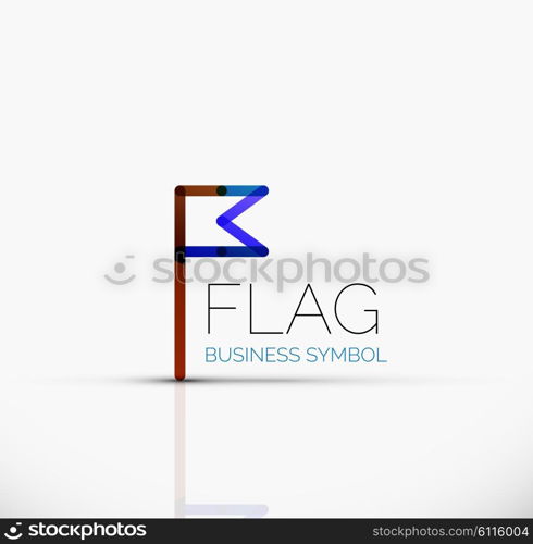 Logo flag, abstract vector linear geometric business icon