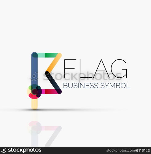 Logo flag, abstract vector linear geometric business icon