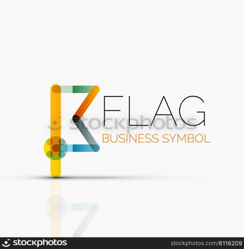 Logo flag, abstract vector linear geometric business icon