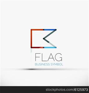 Logo flag, abstract vector linear geometric business icon
