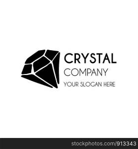Logo for a jewelry company or store with black crystal or diamond on white, precious stone, gem and text - company name - vector illustration for cards, business identity. New Crystals Set