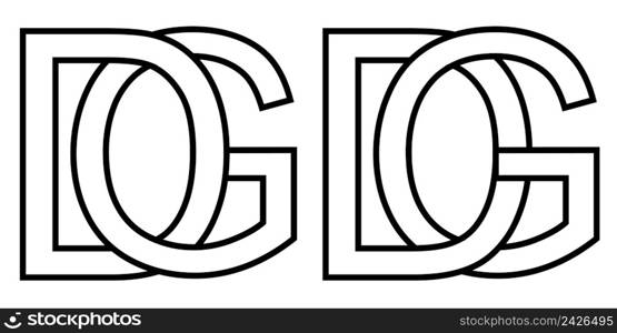 Logo gd and dg icon sign two interlaced letters G D, vector logo gd dg first capital letters pattern alphabet g d