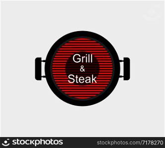 Logo Grill and steak on blank background. Template sticker for barbecue. Bbq. Eps10. Logo Grill and steak on blank background. Template sticker for barbecue. Bbq