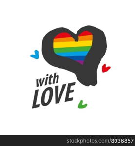 logo heart and rainbow. Rainbow heart. Conceptual design for gay and lesbian support symbol. LGBT theme. Vector illustration.