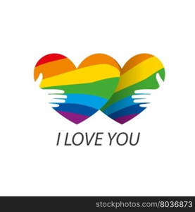 logo heart and rainbow. Rainbow heart. Conceptual design for gay and lesbian support symbol. LGBT theme. Vector illustration.